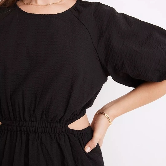NEW Madewell Seersucker Puff-Sleeve Cutout Mini Dress - Picture 4 of 5